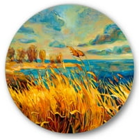 DesignArt 'zalazak sunca nad živahnim jezerom' nautički i obalni krug metal zidna umjetnost - disk od 29