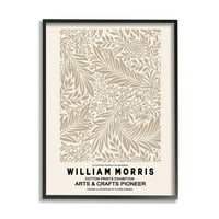 Stupell Industries detaljno bež botanički lišće William Morris tekst uokvirene zidne umjetnosti, 14, Dizajn Ros