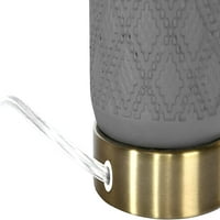 Ember interijeri sirova betonska stolna svjetiljka s utislim dijamantnim dizajnom i metalnim naglascima