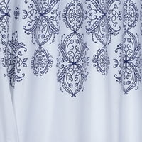 Elegantna zavjesa za tuširanje u pamuku u tamnoplavoj boji s damaskom 70 72