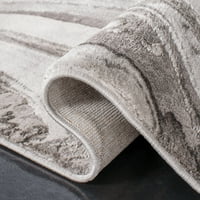 Apstraktni tepih od 4 do 4 inča, sivo-srebrna, kvadratna