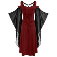Yyeselk retro Steampunk haljine za žene u prodaji rukav za rukav, solidna haljina redovita fit Plus Plus Flare