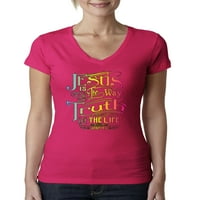 Wild Bobby, Isus je način na koji je Ivan 14: Biblijski stih, inspirativni kršćanin, žene junior fit v-izrez majice,