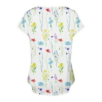 Feternalne ženske vrhove kratkih rukava Drvasto ljeto V gumbi za vrat povremene trendovske bluze tunike bluze