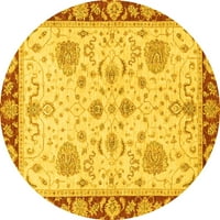 Ahgly Company stroj za pranje unutarnjih okruglih orijentalnih žutih prostirki, 6 'krug