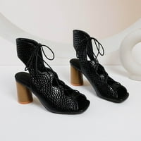 Ljetne Leopard sandale s visokim zdepastim potpeticama s ribljim ustima crne ženske vodene cipele božićne veličine
