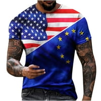 Muške majice kratkih rukava, Muška ležerna odjeća s okruglim vratom, popularni pulover s digitalnim ispisom zastave