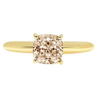 14-karatni dijamantni prsten od žutog zlata jastučić imitacija šampanjca, 10-ak