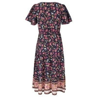 Ljetne haljine za žene, Ženska ležerna rombična haljina s cvjetnim printom, modni stil plaže, Temperamentna suknja