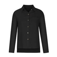 Poslovne bluze za žene, ženska modna majica s printom, bluza s rukavima s okruglim vratom, ležerni topovi u crnoj