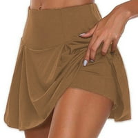 ; Ženske kratke hlače za golf i tenis visokog struka, nabrane suknje za sportski trening u smeđoj boji;;