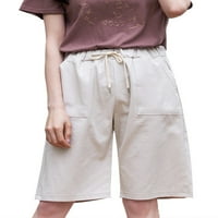 Ljetne kratke hlače za plažu za žene, kratke hlače s elastičnim pojasom S vezicama i džepovima