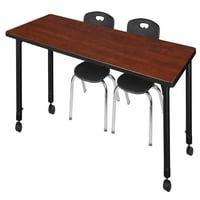 Pokretni stol za učionicu podesiv po visini od 72 24 - stolice od 12 do 12 inča-Crna