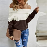 $ 2 / ženski jednobojni puloveri s dugim rukavima bez ramena, preveliki puloveri, pleteni vrhovi, ženski džemperi