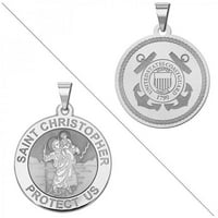 PicturesOnGold.com vjerska medalja obalne straže Svetog Kristofora - veličine novčića-925 srebra