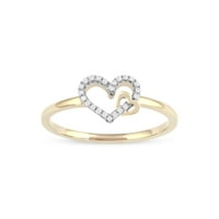 1 10-karatni dijamant od 10-karatnog žutog zlata otvorenog srca, modni prsten od 10 karata