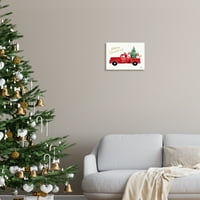 Sretan Božić, Crveni kamion, Djed Mraz, patuljci i drvo, grafika, zidni tisak bez okvira, dizajn heatherlee Chan