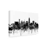 Marlene Watson 'Lincoln Nebraska Skyline crtani film B i W' Canvas Art