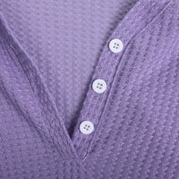 Modna ženska ležerna jednobojna široka majica s izrezom i dugim rukavima u obliku slova u, jesenska bluza, pulover,
