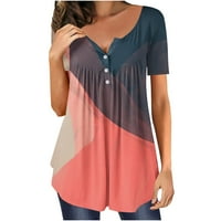 Ženske bluze kratkih rukava koje skrivaju trbuh ljetna tunika s okruglim vratom lepršava duga košulja šarene šarene