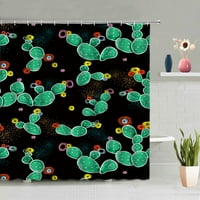 Tropski kaktus, akvarel cvijeće, zelene biljke, ispis zavjesa za kupaonicu, perivo, obješeno na kuke, postavite