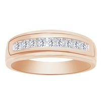 Muški zaručnički prsten od bijelog prirodnog dijamanta okruglog oblika od ružičastog zlata 10K veličina prstena-11