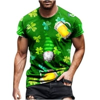 Kakina s plus size muške košulje za čišćenje muškaraca casual sv. Patrika dan okrugli vrat 3D digitalni tisak