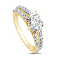Sterling Silver 14K žuto zlato laboratorij za srce stvorio moissanite dijamantski pasijans podijeljeni prsten