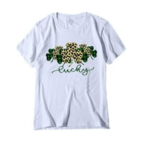 Ženske vrhove ženske ljeto ležerne majice St. Patrick's Day Day okrugli vrat pulover kratki rukavi s bijelim s