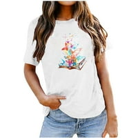 Ljetni vrhovi za žene, široke majice s modnim printom, vrhovi kratkih rukava s okruglim vratom, Proljetna rasprodaja