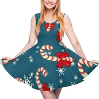 Božićni slatkiši za ženske ljetne haljine Mini Sundress Slatka ljuljačka tiskana