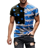 Wozhidaose muške majice muške košulje Dan neovisnosti 3d digitalna tiskana ležerna bluza tunika plava m