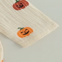 Biayxms Baby Halloween ROMPER GUMP Dugih rukava Down Okrugli vrat za ispis bundeve za novorođenčad odjeća