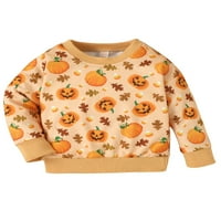 Dječaci Halloween Twishirts Twishirts Dugi rukavi vrat crtić crtića bundeva print pulovers malu odjeću
