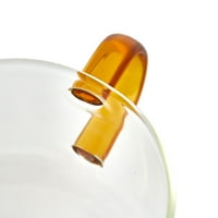 Javafly staklena šalica s narančastom ručkom, set naočala, šalica espressa, kubanske šalice kave s ručicom, oblik