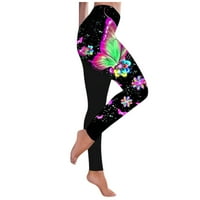 Ženske modne joga hlače s printom leptira Plus size casual sportske hlače visokog struka, e-mail