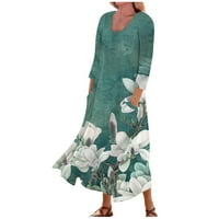 SENDKEELWOMENSKA NASLOVNA MODSKA MODSKA Udobna džepna haljina s tiskanim rukavima