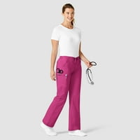 _ - Ženske teretne hlače s raširenim nogama, vruće ružičaste, obične
