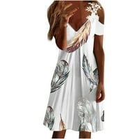 Ljetne haljine na rasprodaji, ženske Ležerne pripijene haljine s printom na leđima, Kratki rukavi, izrez u obliku