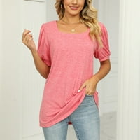 Ženske majice, modne ženske casual obične majice s kratkim rukavima s kratkim rukavima s kratkim rukavima, ružičaste