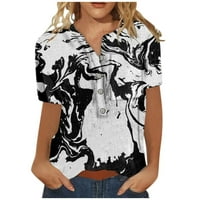Rasprodaja lanenih košulja za žene ljetni ležerni vrhovi s printom kratkih rukava bluze široka košulja s džepom