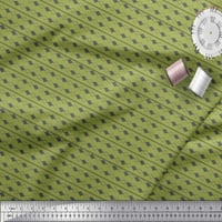 Zelena pamučna veo tkanina u geometrijskom prugastom uzorku s dijamantima širine dvorišta