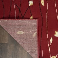 Moderni Botanički tepih u crvenoj boji