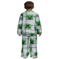 Minecraft Boys gumb prednji kaput i hlače set pidžama, 2-komad, veličine 4-12