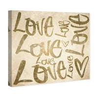 Typografija avenije i citata na zidu Art Art Canvas Otisci 'Love Wild' ljubavni citati i izreke - zlato, smeđa