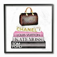 Stupell Industries modna dizajnerica torbica knjižara ružičasta zlatna akvarel uokvirena zidna umjetnost Amanda