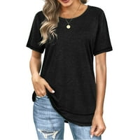 Ženska ležerna jednobojna široka bluza s okruglim vratom i kratkim rukavima, majice s majicama Napomena, kupite