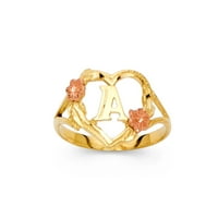 Nakit od žutog, bijelog i ružičastog zlata 14k trobojni prsten s t Veličina 7