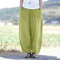 Ženske hlače za proljeće i ljeto, ženske ravne hlače u retro stilu s džepovima, obične Ležerne pamučne hlače,