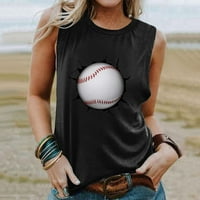 Prsluk bez rukava u europskom i američkom stilu ženska odjeća majica s bejzbolskim printom labava ležerna Crna